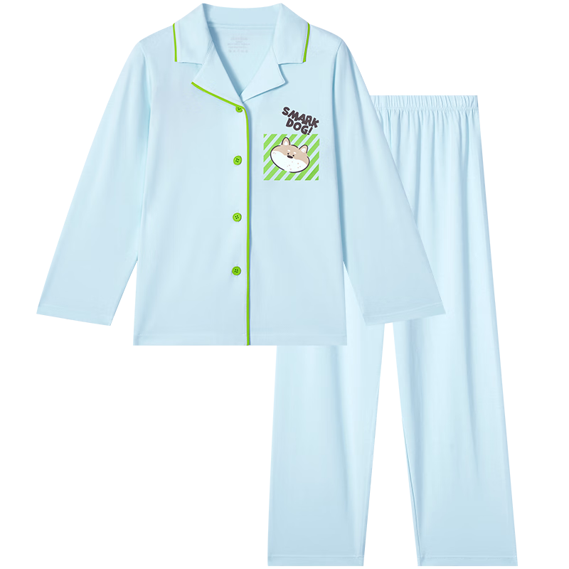 Jiusuiban [Air-Conditioned Room Recommendation] Children's Pajamas, Boys And Girls Spring And Autumn Pure Cotton Moisture-Wicking Youth Home Wear Set