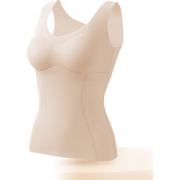 MiiOW Women's Thermal Vest with Chest Pad, Wool and Silk Blend, Body Shaping Camisole, Nude Color, 2XL