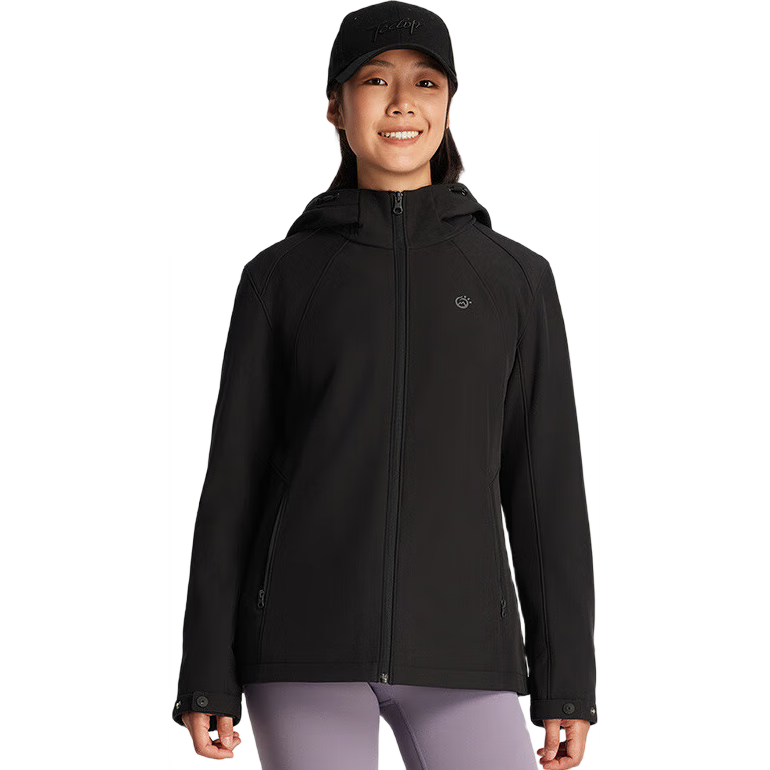 TECTOP Soft Shell Jacket, Fashionable Windproof Breathable Wear-Resistant Coat, Hooded Sports Windbreaker, Cloud Ink Black, Size L