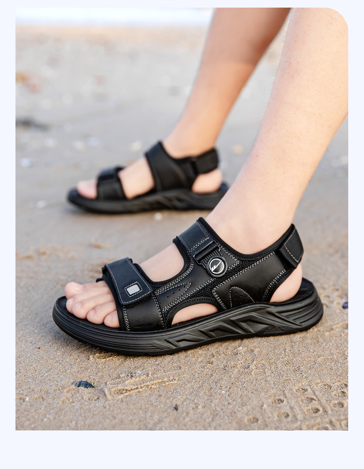 Warrior Men's Sandals Summer Breathable Versatile Thick-Soled Beach Shoes Fashion Sports Comfortable Casual Shoes Gray Black Size 41 11