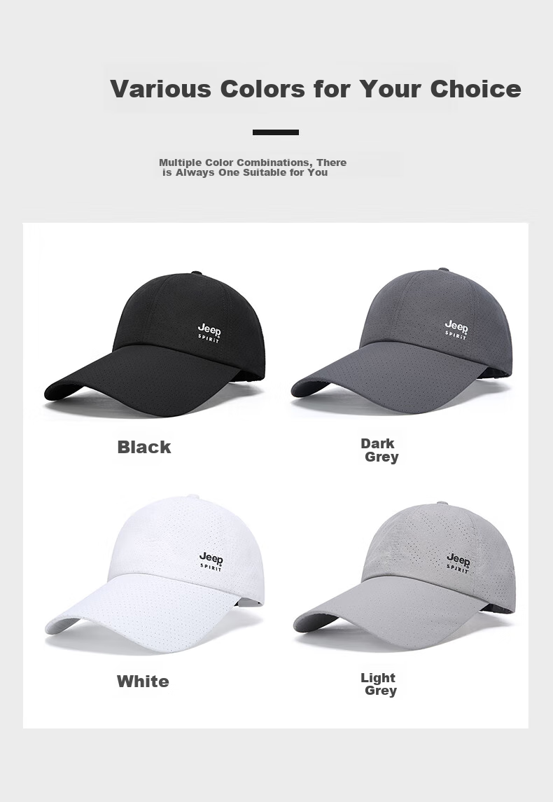 JEEP Baseball Cap for Men, Summer Mesh Quick-Dry Sun Protection Hat, Unisex Visor Cap for Sports And Outdoor Activities 2