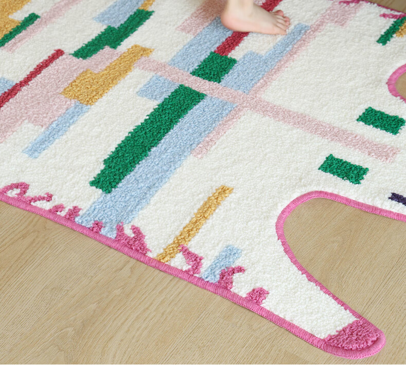 Saibosi Art-Grade Memphis Rainbow Zebra Children's Carpet for Girls' Bedroom Bedside Rug, 80x155cm 7