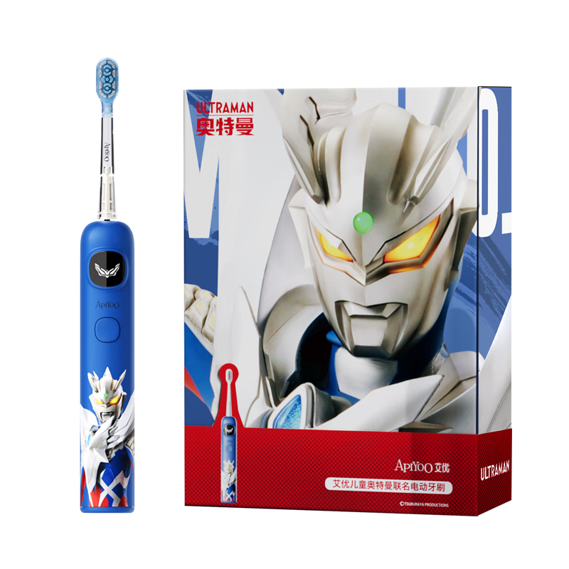 ApiYoo A9 Ultraman Children's Electric Toothbrush with Smart Display And Soft Bristles for Gum Protection, Suitable for Ages 3-6 Gift for Boys, Students, Children's Day, Birthday And Holiday Gifts