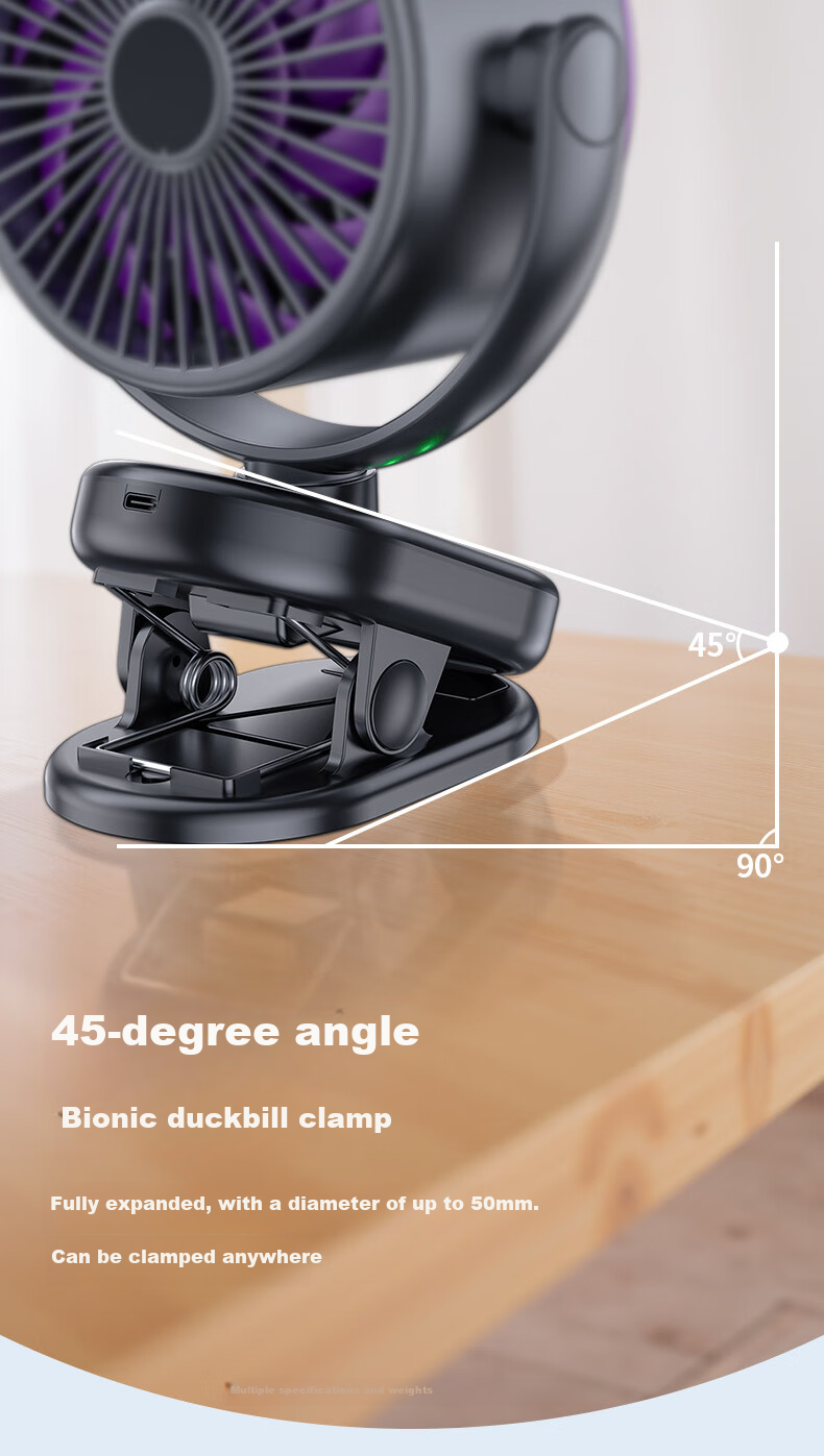 CRENOV [9-Blade Oscillating Fan] Desktop Mini Fan, Quiet Office Fan, Oscillating Dorm Bed Fan, USB Electric Fan for Cooling, Clip-On Wall-Mounted Fan, Small Kitchen Fan, Bedside Rechargeable Desktop Fa 28