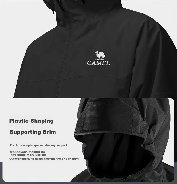 CAMEL [Wang Junkai's Choice], Outdoor Rain God Windbreaker Jacket for Men And Women, Hard Shell, Heavy Rain Level Windproof Waterproof Coat 6