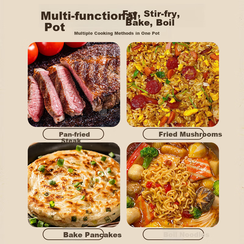 Jincun Zhangqiu Flat Bottom Frying Pan, Non-Coated Iron Pan for Home Use, Grilling Pan, Steak And Egg Pan, Pure Iron, Suitable for Gas Stove, 28cm