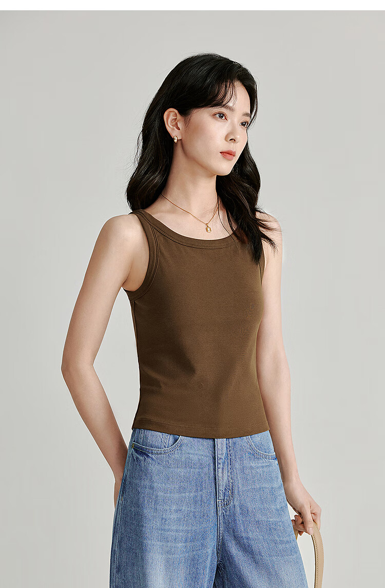 INMAN U-Neck Camisole Tank Top, Summer Women's Wear, Inner Or Outer Wear, Slimming Sleeveless Top, White, XL 21