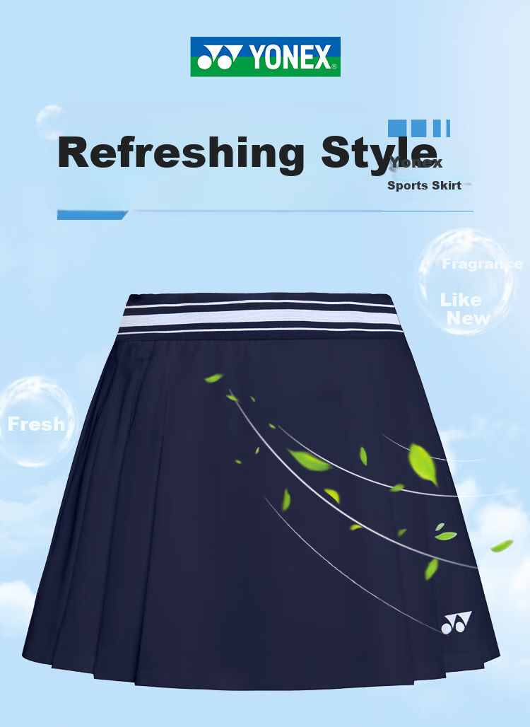 YONEX Badminton Skirt Fashion Professional Competition Pleated Slim Fit Versatile Short Skirt 220145TCR Black O 1