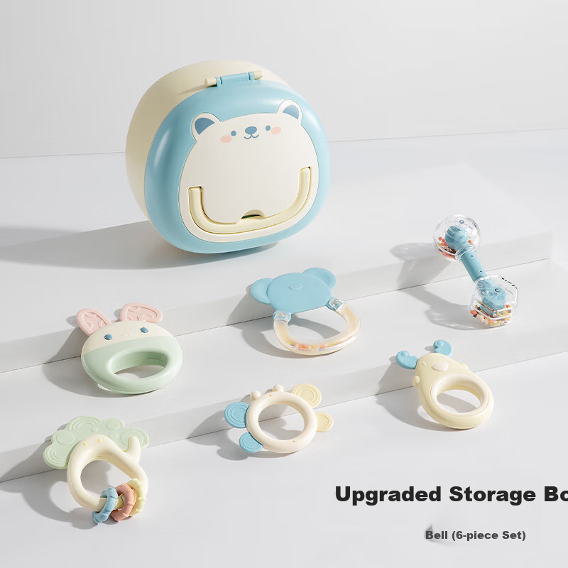 Beitaisi Baby Rattle Toy, Chewable Teether, Infant Toy Gift Box, 0-6 Months And 1 Year Old Grip Training, 6-Piece Set