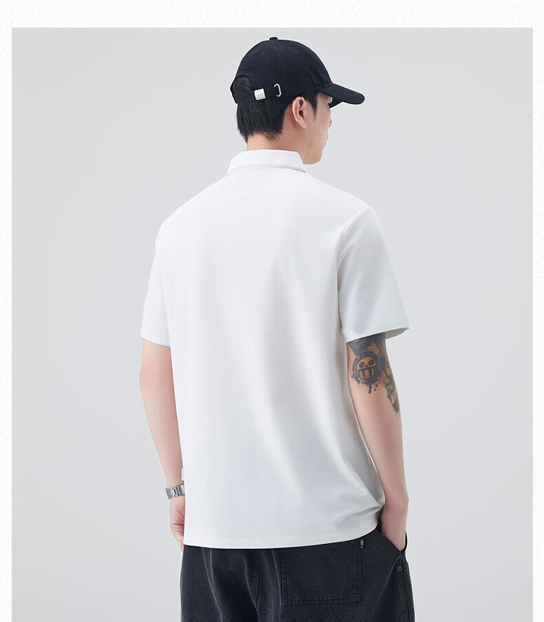 JEEP Men's Summer Lightweight Heavy Cotton Feel Breathable Polo Shirt Business Cool Collar Top Beige M 10