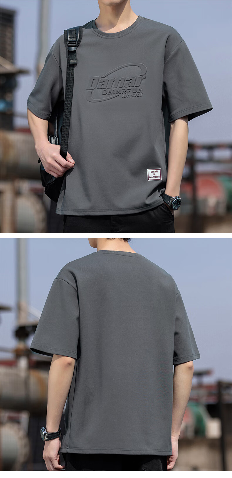 Touhaoqingnian Short Sleeve T-Shirt for Men, 7A Antibacterial Cooling Quick-Dry Plus Size Solid Color Loose Breathable Undershirt Top, Gray, M 8