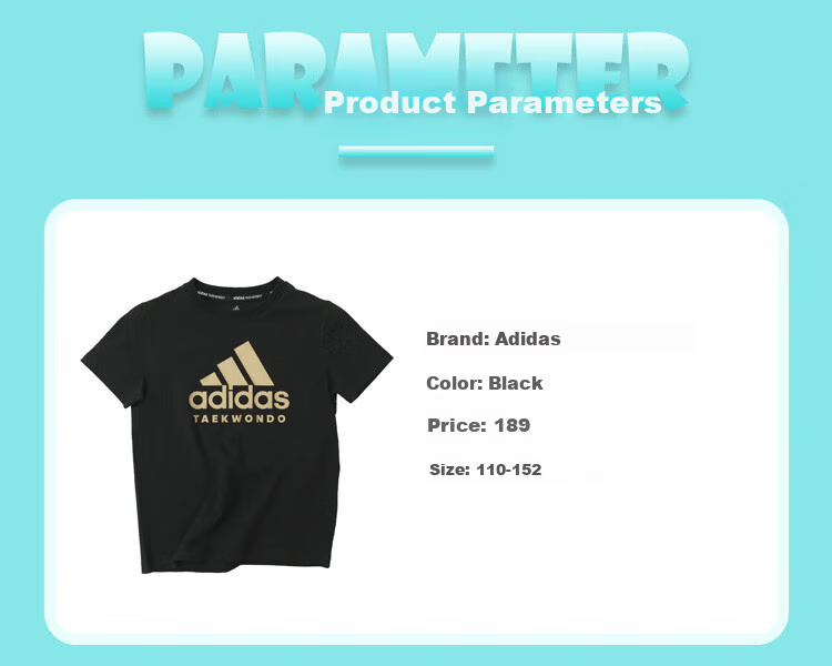 Adidas 2025 New Children's Short-Sleeve T-Shirt, Summer Outdoor Sports Casual Versatile Top, White + Gold, Size 116 18