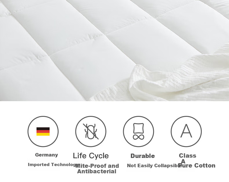 Shupiaoer Anti-Mite Thick Mattress Pad, Dust Mite Protection Mat, Anti-Mite Antibacterial Pure Cotton Breathable Soft Pad for 1.8m Bed (White) 3