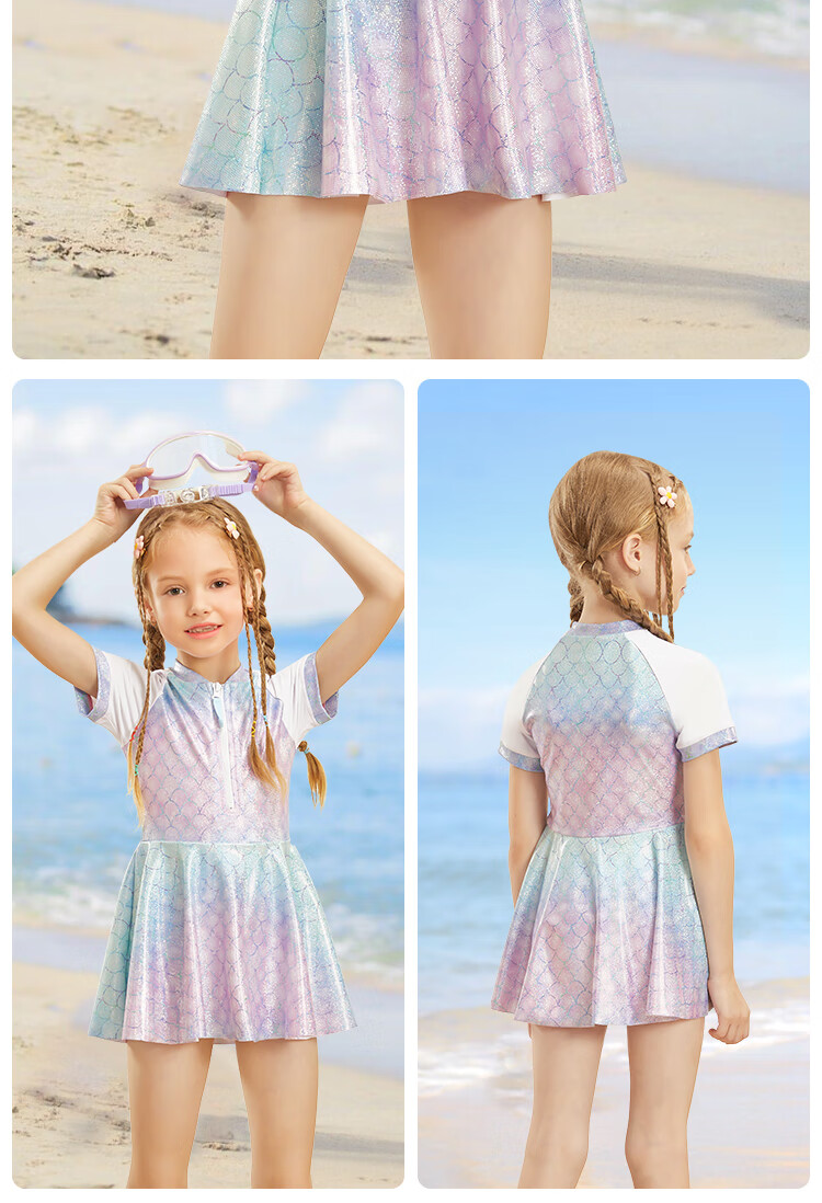 PULASSI Children's One-Piece Swimsuit for Girls, Dress Style, Quick-Drying, Sports, Beginner Swimming Suit for Water Parks JD Self-Operated Flagship Store 17