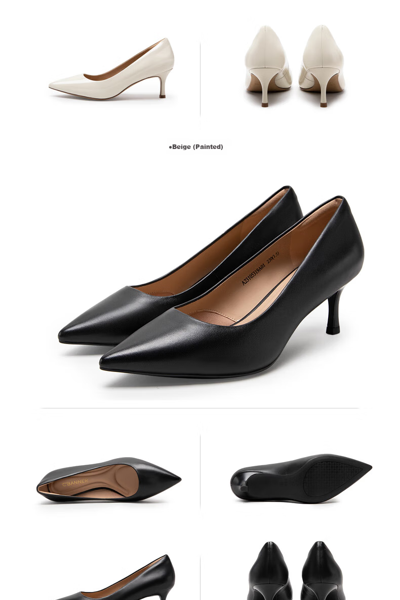C.BANNER [Silent Series] Cloud-Soft Shallow Mouth Thin Heel Fashion Pumps A23105318, Red, Size 35 8