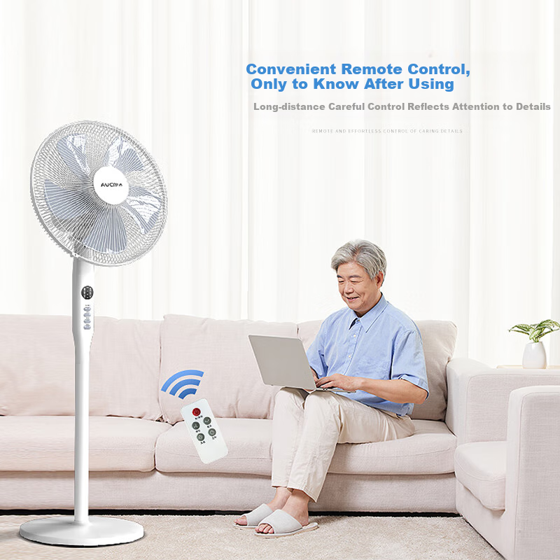 AUCMA Large Metal Mesh Remote Control Floor Fan/electric Fan/home Office Fan/table Fan/quiet Electronic Timer Low Noise Air Circulation Desktop Small Fan 905(Y)