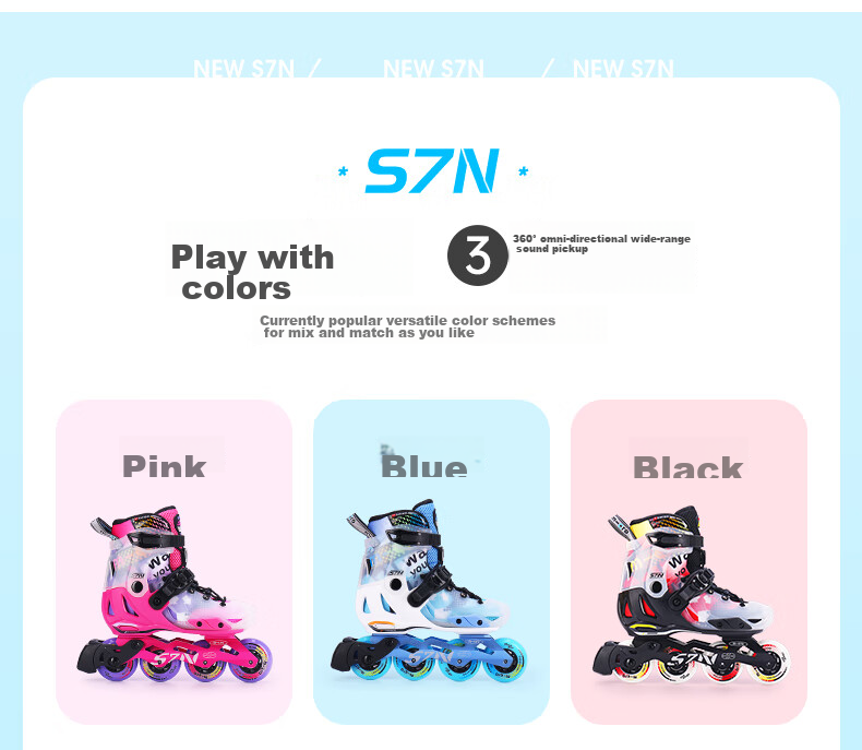 Micro Migu Roller Skates for Children, Boys And Girls, Hard Shell Flat Flower M-Cro Straight Row Inline Skates S6N Pink Set Size L 7