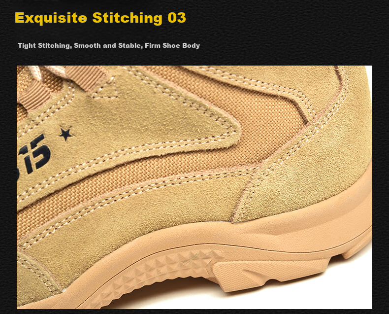 3515 Qiangren Outdoor Boots for Men, Spring And Autumn Combat Boots, Breathable Training Boots, Non-Slip Wear-Resistant Work Boots, Sand Color, Size 39 6