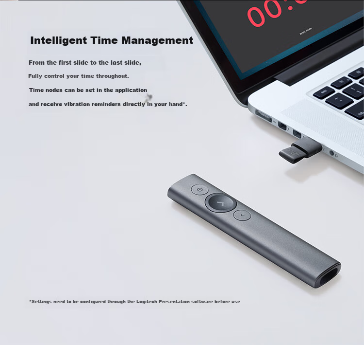 Logitech Spotlight Enterprise Wireless PPT Presenter Remote, Conference Teaching Presentation Remote, Projector Remote Control Presenter Pen, Wireless Receiver + Bluetooth, Gray 6