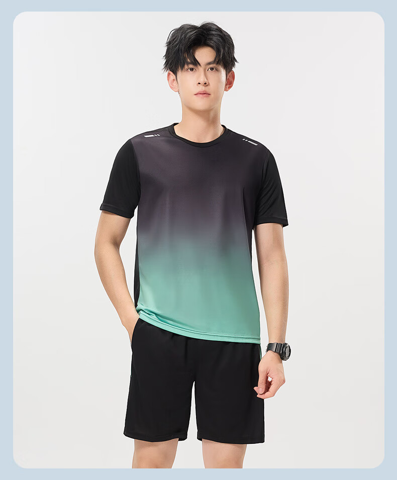 VICTORIATOURIST Sports Set for Men And Women, Indoor Fitness Wear, Quick-Dry Short-Sleeve T-Shirt, Badminton And Basketball Training Shorts, Running Gear 21