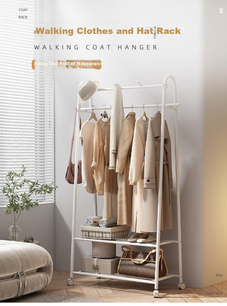Anerya Iron Coat Rack, Floor-Standing Bedroom Clothes Hanger, Simple Indoor Hook Drying Rack, 80cm 1