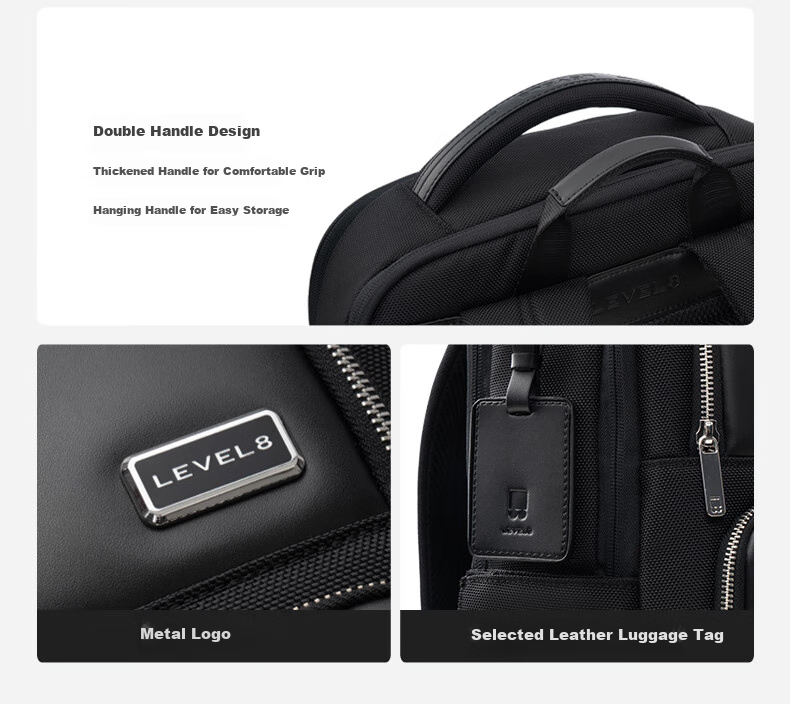 LEVEL8 Laptop Backpack, Explorer Series, Unisex Business Commute Travel Fashion Casual Large Capacity Backpack, Black 12