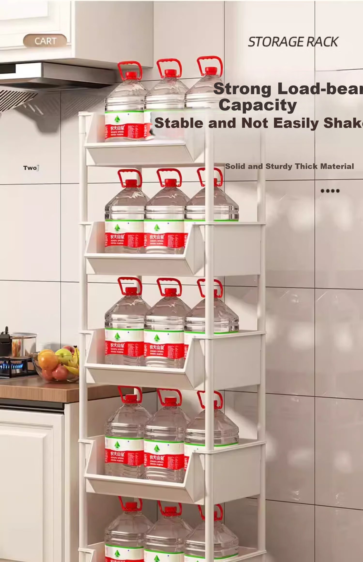 YOUQIN Kitchen Storage Rack, Floor-Standing Multi-Layer Organizer Shelf, Vegetable Trolley, Multifunctional Fruit And Vegetable Basket Storage Rack 7