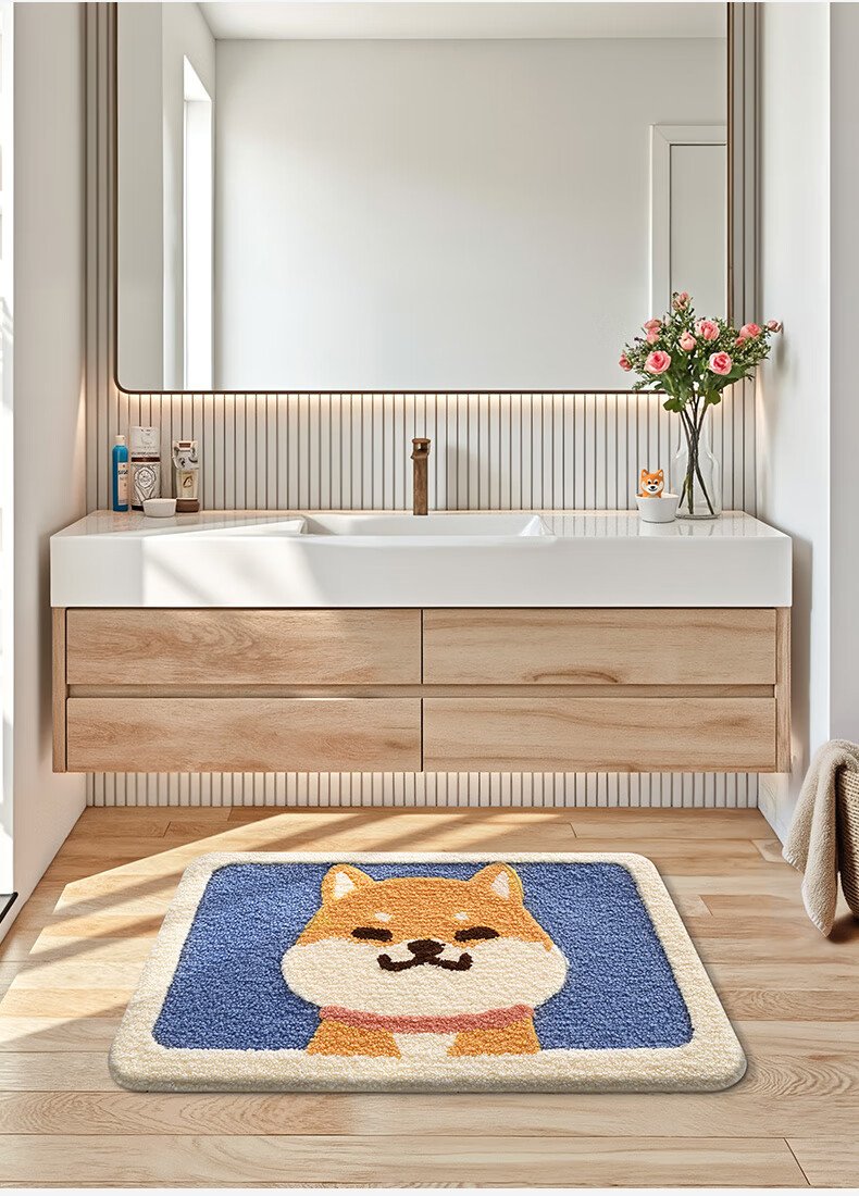 Dajiang Bathroom Mat, Toilet Entrance Mat, Absorbent Non-Slip Mat, Cartoon Fun Flocked Bathroom Rug, 50x80cm 16