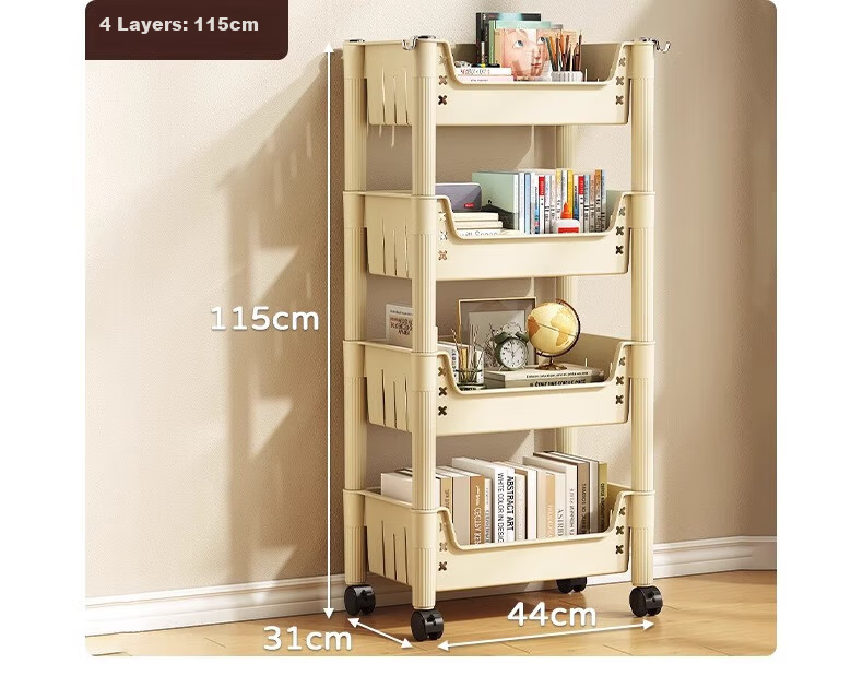 Quanpinwu Movable Bookshelf Storage Rack, Floor-Standing Bookcase, Bag Organizer Shelf, Storage Rack, Snack Shelf, Small Cart, Small Bookshelf 15