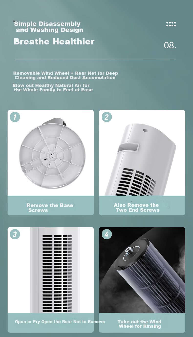 Haier Tower Fan, Home Electric Fan, Quiet Energy-Saving Bladeless Fan, High Air Volume Electric Fan, Soft Wind, Heightened Floor Fan, Living Room Bedroom Large Area Oscillating Standing Fan FZJ1102A 12