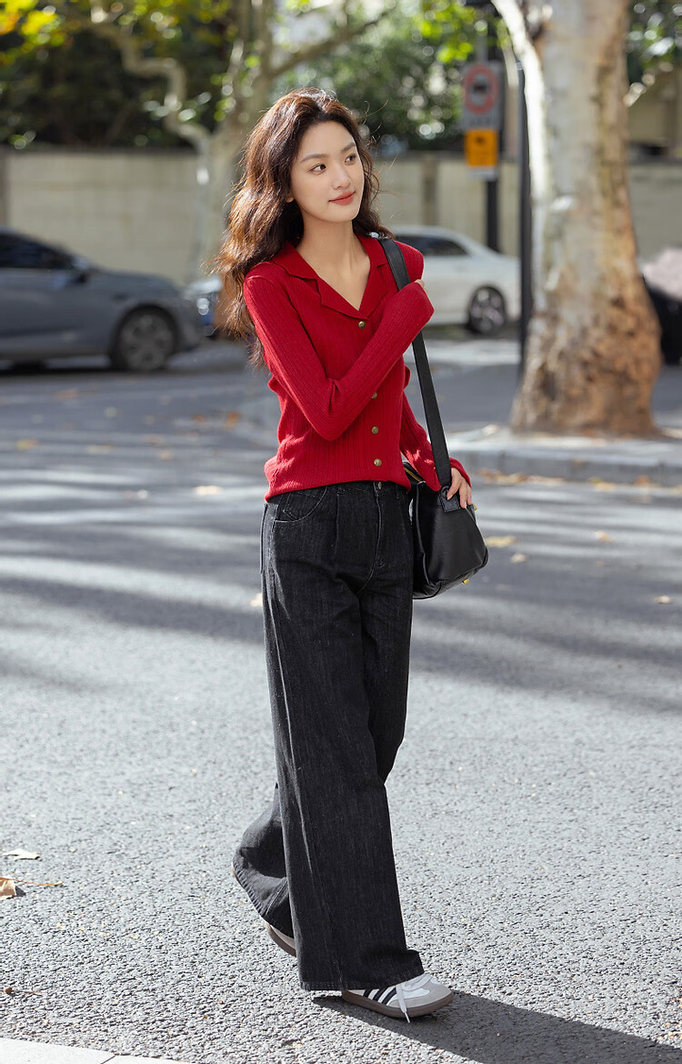 Dme [OL Online Flirtation] Winter Retro Hong Kong Style Metal Button Knit Sweater, Slim Fit Sexy Knitted Cardigan Women's Top 7