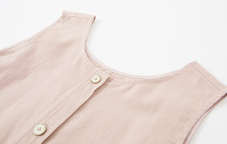 Dme High-Sense CBD Commuter Summer Minimalist Cotton Set Round Neck Vest Elastic Waist Pants Two-Piece Set 10