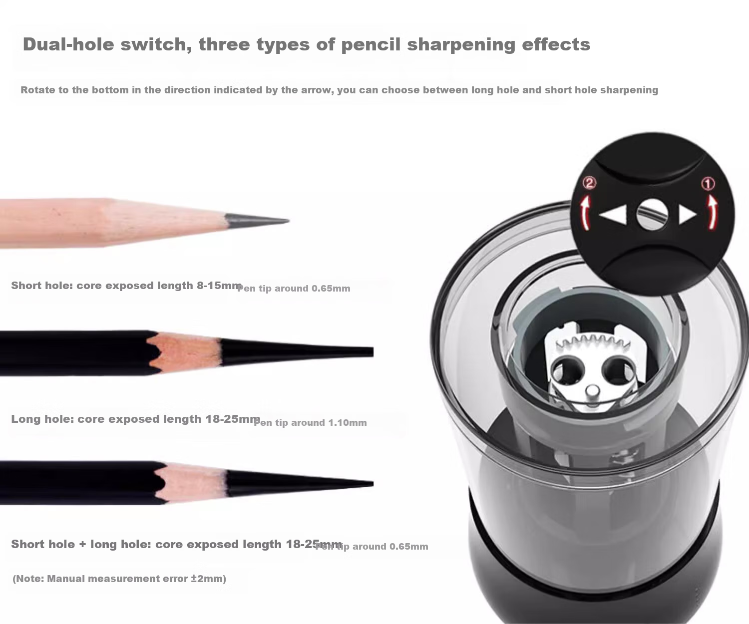 TEN-WIN Automatic Electric Pencil Sharpener for Sketching, Art Students' Carbon Pen Sharpener, Study Stationery Pencil Sharpener MS5301-6 6