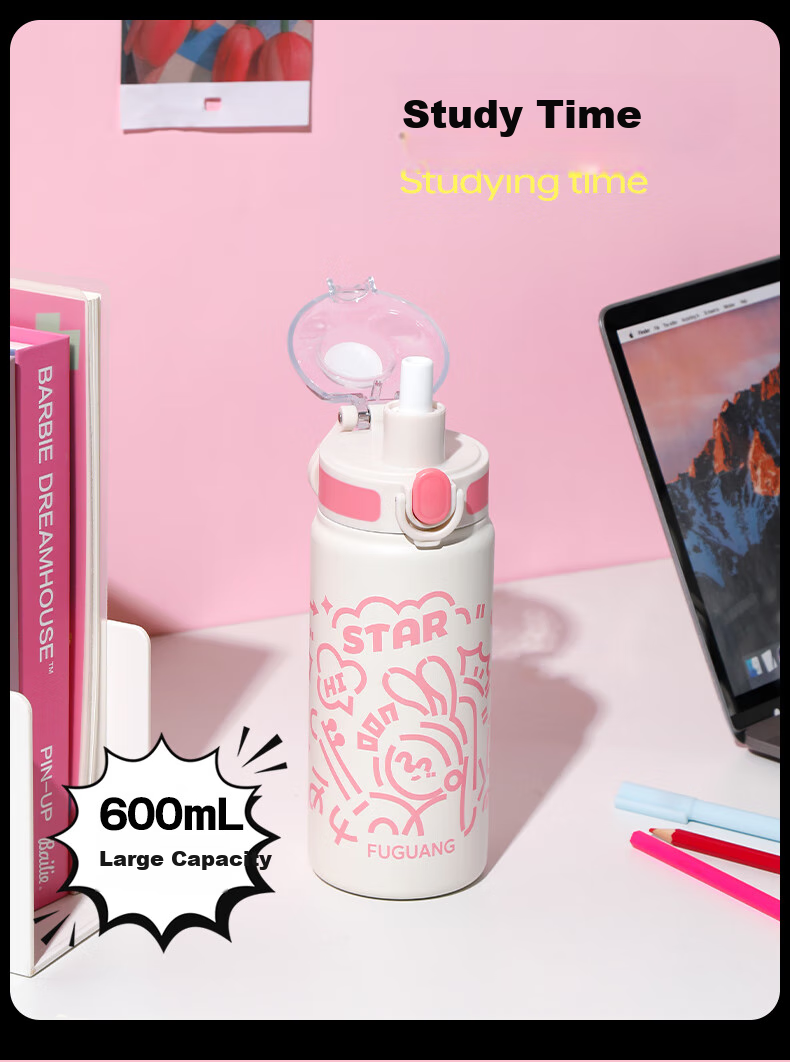 FGA Fuguang Straw Insulated Cup, 316L Stainless Steel, Large Capacity, for Men And Women, Students, School Use, Sports Water Bottle 15