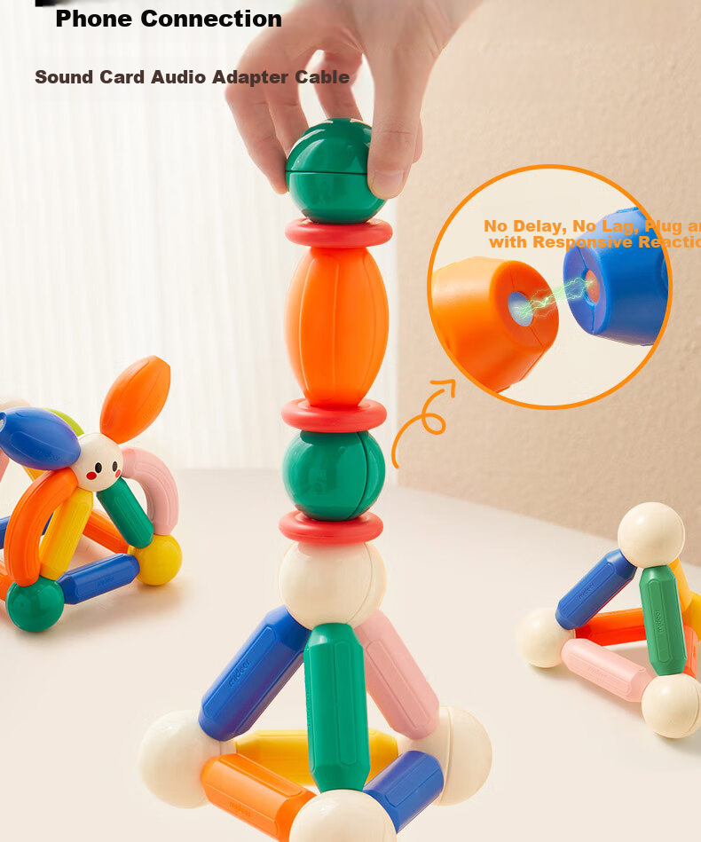 MiDeer Children's Toy Magnetic Rod, Magnetic Building Blocks, Magnetic Toys for Growth PLUS, Magnetic Rod Children's Gift 8
