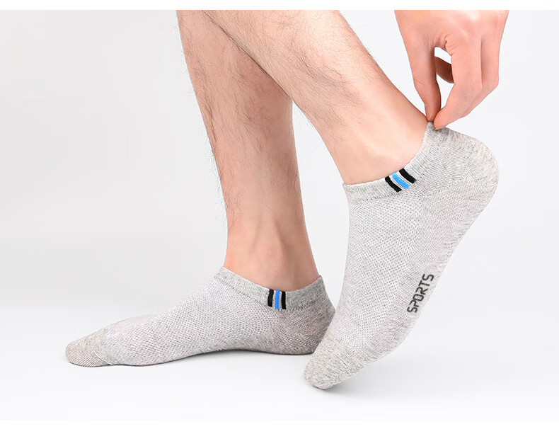 LangSha Men's Pure Cotton Short Socks, Breathable Mesh Boat Socks for Summer, Thin Casual Cotton Socks, 6 Pairs Per Pack 15