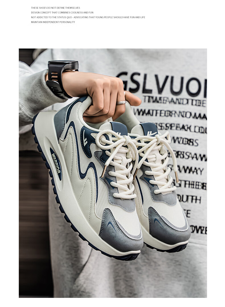 Warrior Men's Sneakers 2025 Summer Casual Breathable Low-top Shoes for Men Beige/Grey/Blue Size 40 1