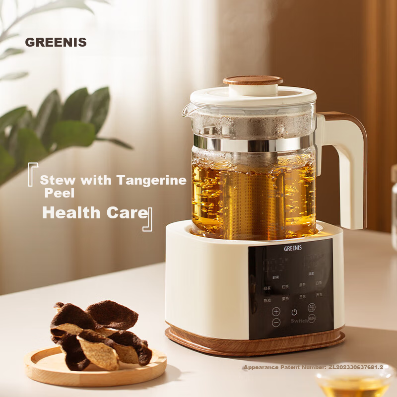 GREENIS Health Pot Pure Titanium Tea Kettle with Chenpi Tea Maker, Home Use Stew Pot, Flower Tea Pot, Water Boiler, Insulated All-In Automatic Constant Temperature Electric Kettle, Electric Stew Pot, Mid-Autumn Festival Gift