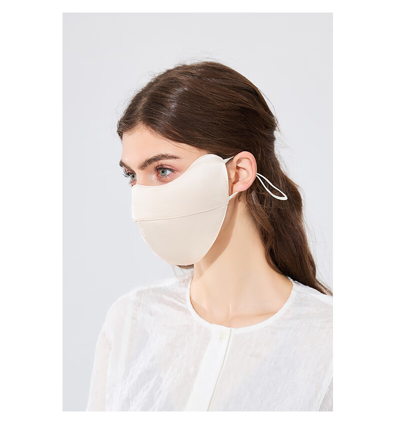 FANCET 100% Mulberry Silk Skin-Enhancing Face Mask for Women Summer UV Protection 3D Eye-Corner Silk Face Cover 25