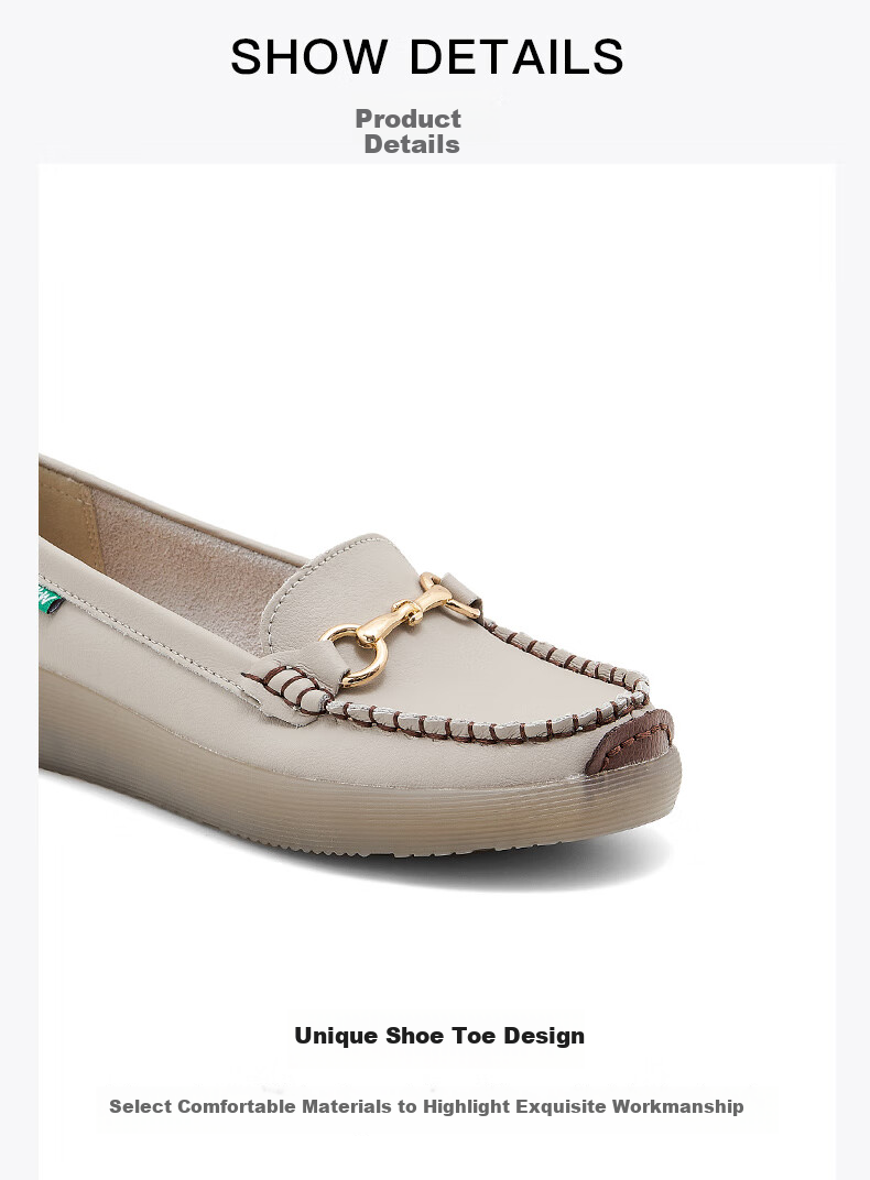 Walker Shop Aokasuo Slip-On Loafers for Women, Soft-Soled Casual Shoes, Single Shoes, Mom Shoes, D133399, Gray, Size 40 6