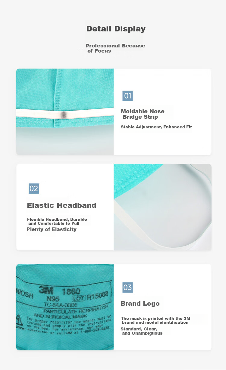 1860 N95 Protective Face Mask, Anti-Splash, Anti-Smog, Anti-Dust PM2.5, Anti-Droplet, 20 Pieces/Box 7