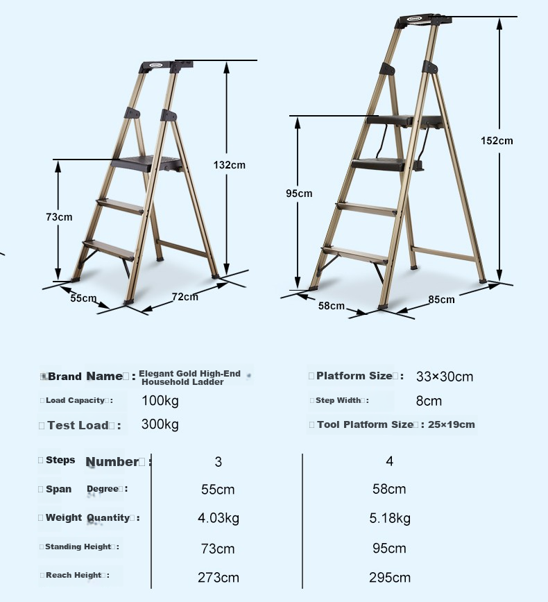 Werner Folding Ladder, Household Aluminum Alloy Step Stool, A-Frame Ladder, Indoor Stairs, 1.6 Meters, 234T-3CN 4