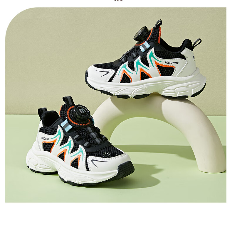 Follow Me Kids Sports Shoes Spring Summer Mesh Breathable Casual Shoes Boys Girls School Running Shoes Black Size 37 6