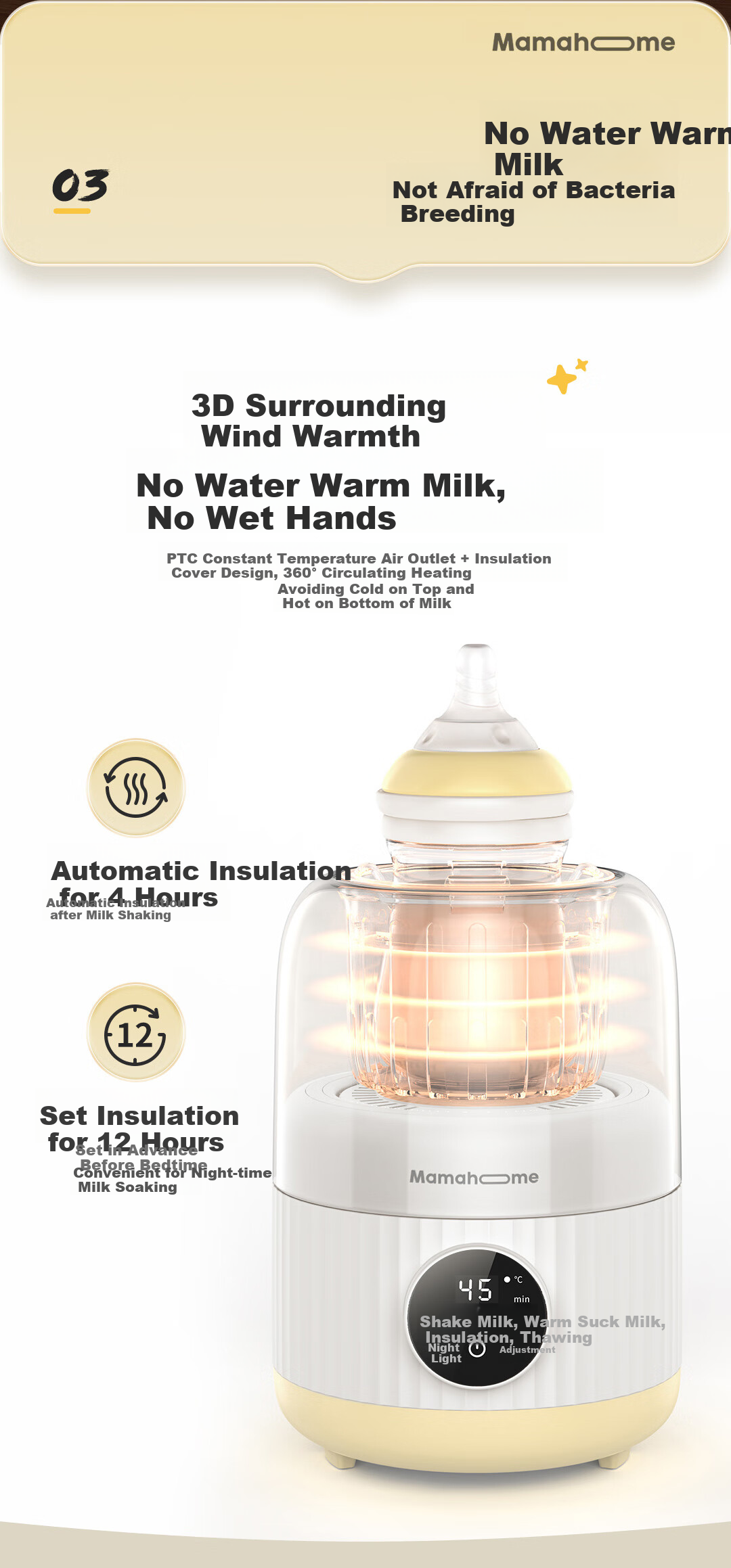 Mamahome Baby Bottle Warmer And Shaker, 2-In Milk Thawing And Warming, Quiet Night Feeding Bottle Warmer 13