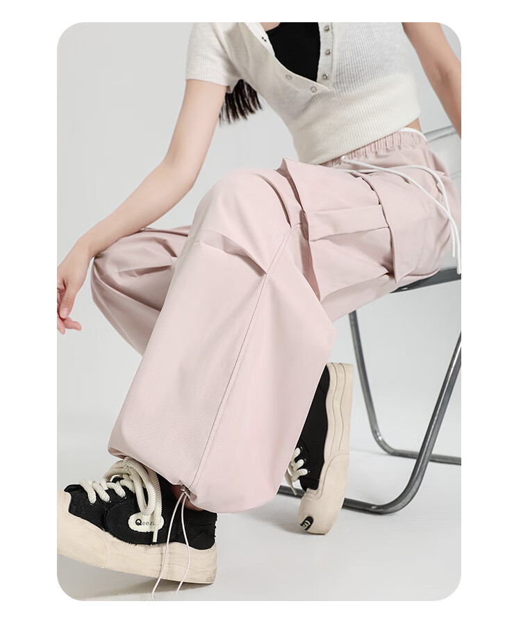 Free Style Women's Cargo Pants Summer Thin 2026 New High Waist Slim Drawstring Jogger Paratrooper Wide Leg Hiking Casual Pants 22