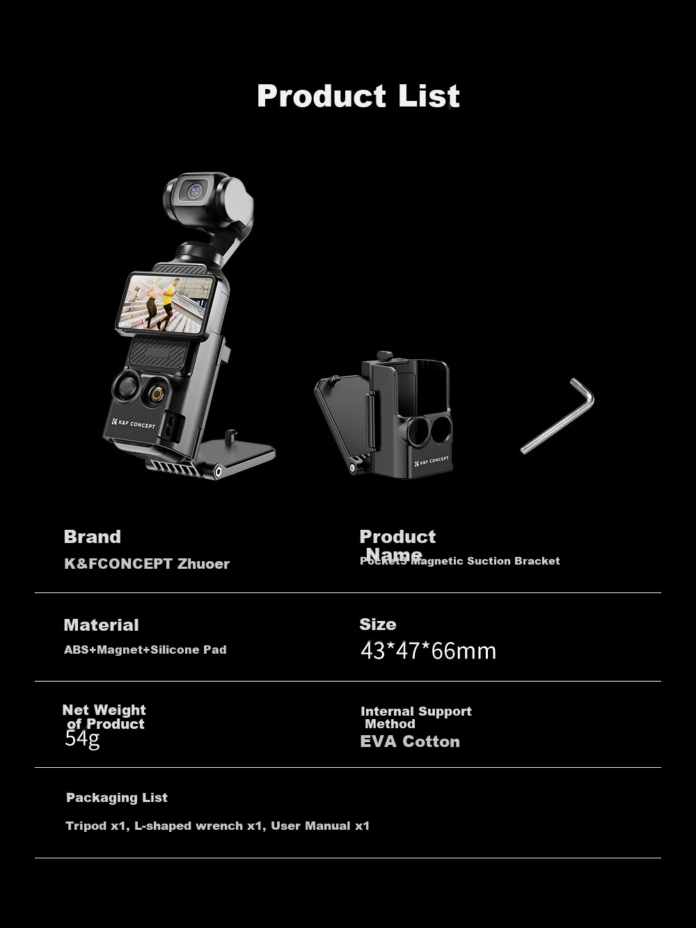 Zhuoer [Over 100K Sold Online], Compatible with DJI Pocket 3 Magnetic Stand Base, Multifunctional Pocket Camera Desktop Mount Accessory, Car Expansion Adapter 9