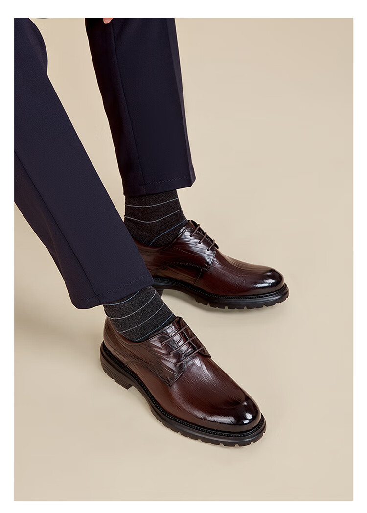 Aokang Men's Shoes, Spring 2025 Business Formal Leather Shoes, Wedding Groom's Height-Increasing Lace-Up Leather Shoes, Black, Size 41 1
