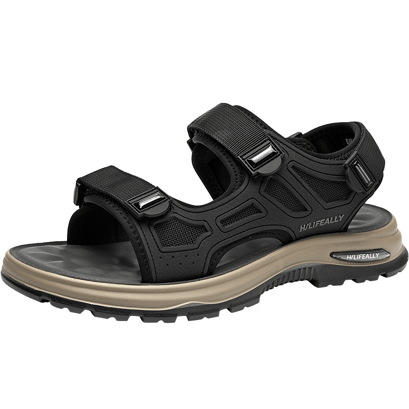 HLA Men's Sandals, Fashionable Casual Beach Shoes, HAALXM2FBG060, Black, Size 42