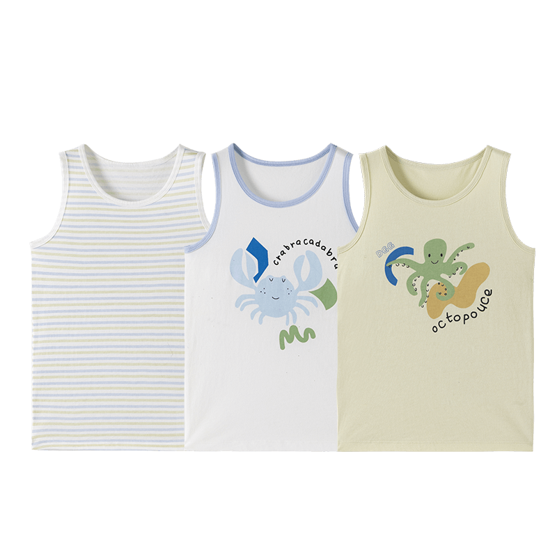 Dingguagua Boys' Pure Cotton Tank Top, Thin Style, Children's All-Season Undershirt, Spring And Summer Boys' Undershirt, Four Seasons Small Vest, Style Four 110