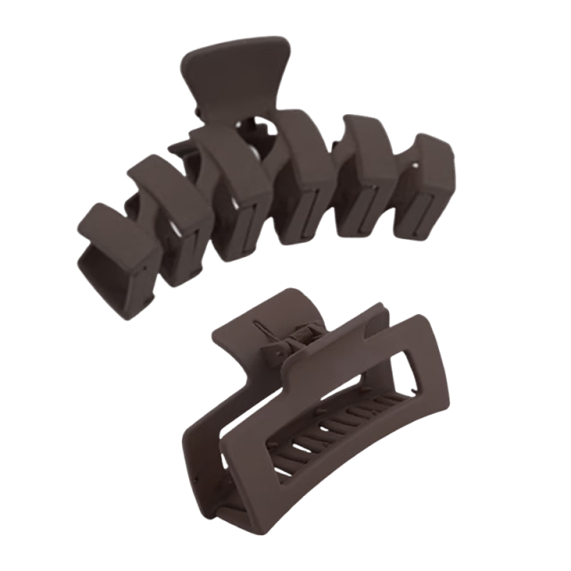 Jianyingshu Large Minimalist Milk Coffee Hair Claw Clips (2 Pieces) Hairpins for Back Hair Styling Shark Clips